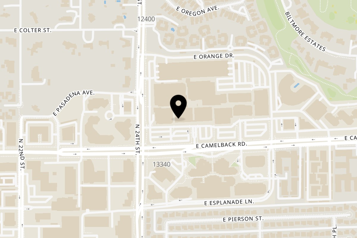 Map showing the location of BISUTORO Sushi Bar Bistro on 2502 E Camelback Rd #119 in Phoenix